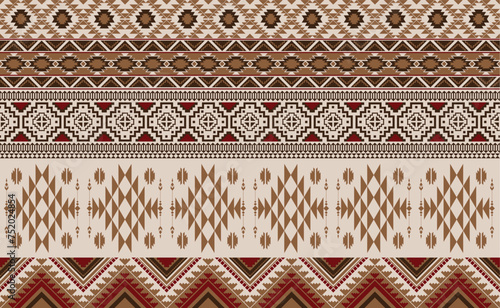 Aztec triangle shape.Navajo.Diagonal.Zigzag pattern.Chevron shape.Geometric shape.Brown pattern.Dark red pattern.Seamless.Square shape.Illustator.Design for scarf.Clothes.Carpet.Printing.Knitting work