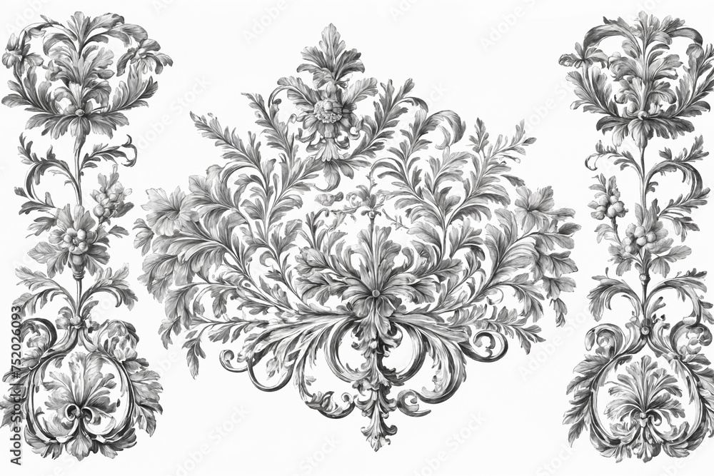 Baroque Scroll as Element of Ornament and Graphic Design with Spirals and Rolling Circle Motif. Generative Ai Baroque Scroll as Element of Ornament and Graphic Design with Spirals and Rolling Circle Motif. Generative Ai