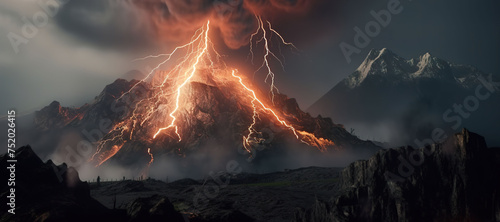 volcano eruption, mountain, lightning, disaster 27 photo