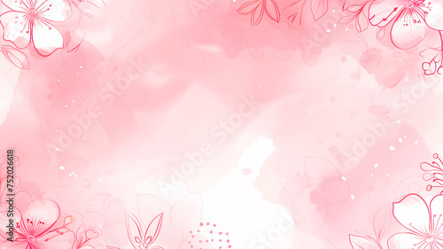 Fototapeta Naklejka Na Ścianę i Meble -  Watercolor with flowers and pink background. Mother's day concept. Mother's Day pink floral card.