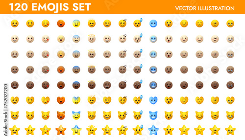 Emoji set vector illustration design. Emoticons pack for web and messengers.