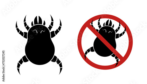 Dust mite black icon vector illustration. Microscopic dangerous insect photo