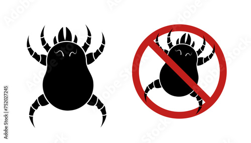 Dust mite black icon vector illustration. Microscopic dangerous insect