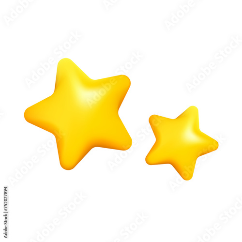 Two yellow 3D star icons vector illustration design.