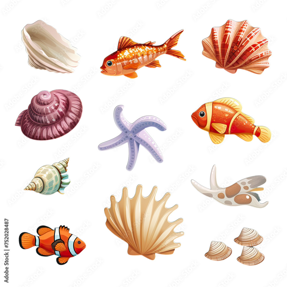 set of seashells set of seashells