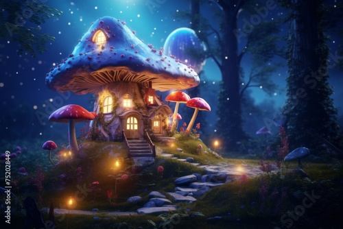 Fairytale Magic Mushroom House in the Forest © Aida
