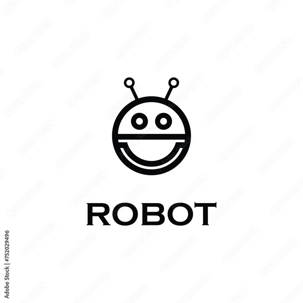 robot head abstract flat icon logo robot head abstract flat icon logo