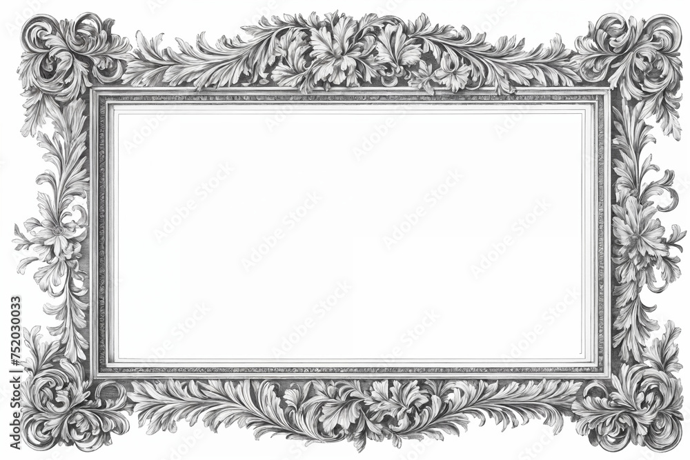 Beautiful hand drawn monochrome full floral borders. Generative Ai Beautiful hand drawn monochrome full floral borders. Generative Ai