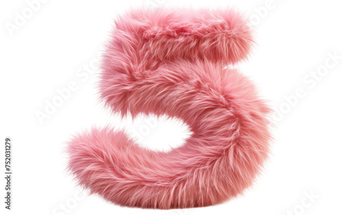 Charming Pink Figure 5 in Fur-Inspired Short Hairstyle isolated on transparent Background