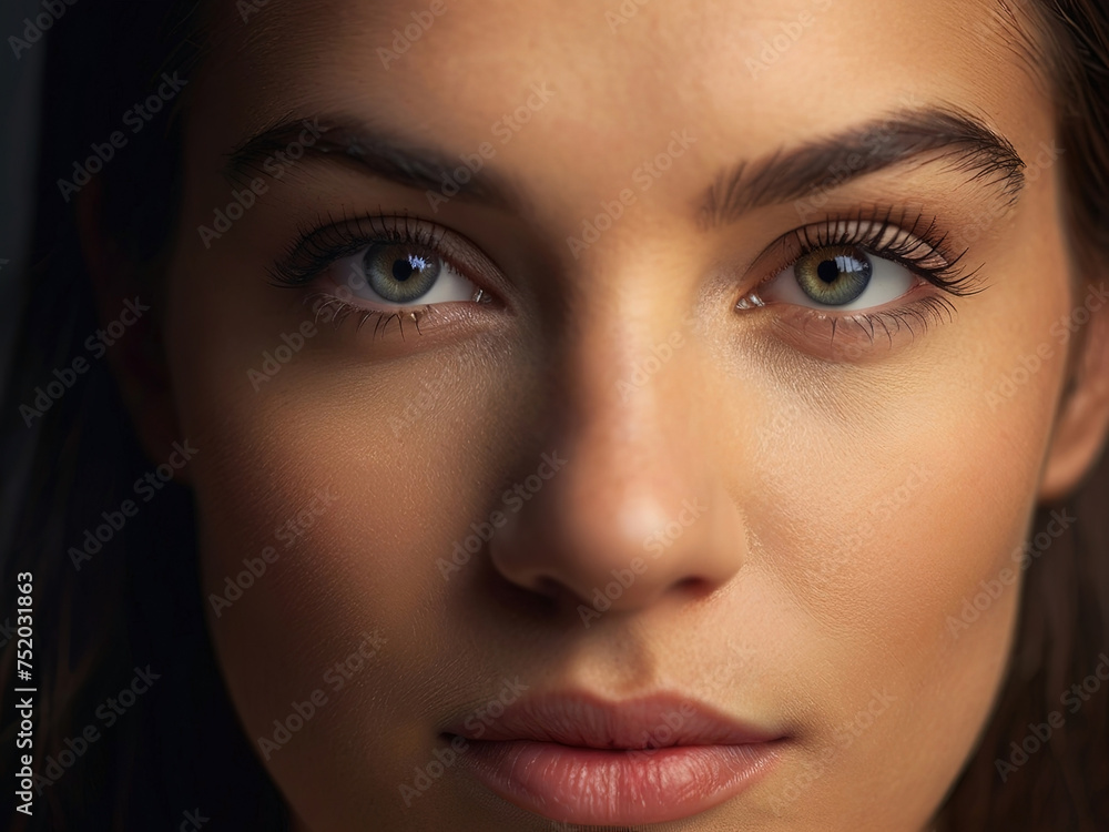 Close-up portrait of a beautiful young woman with blue eyes. Close-up portrait of a beautiful young woman with blue eyes.