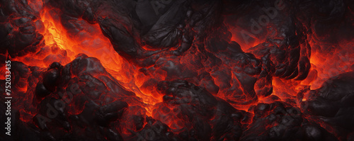 Melting of volcanic rock, lava texture background and banner © The Origin 33