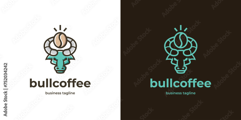 bull coffee logo vector