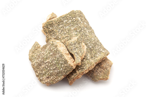 A pile of Dry Organic Vauna Barks (Crataeva nurvala), isolated on a white background. Top view