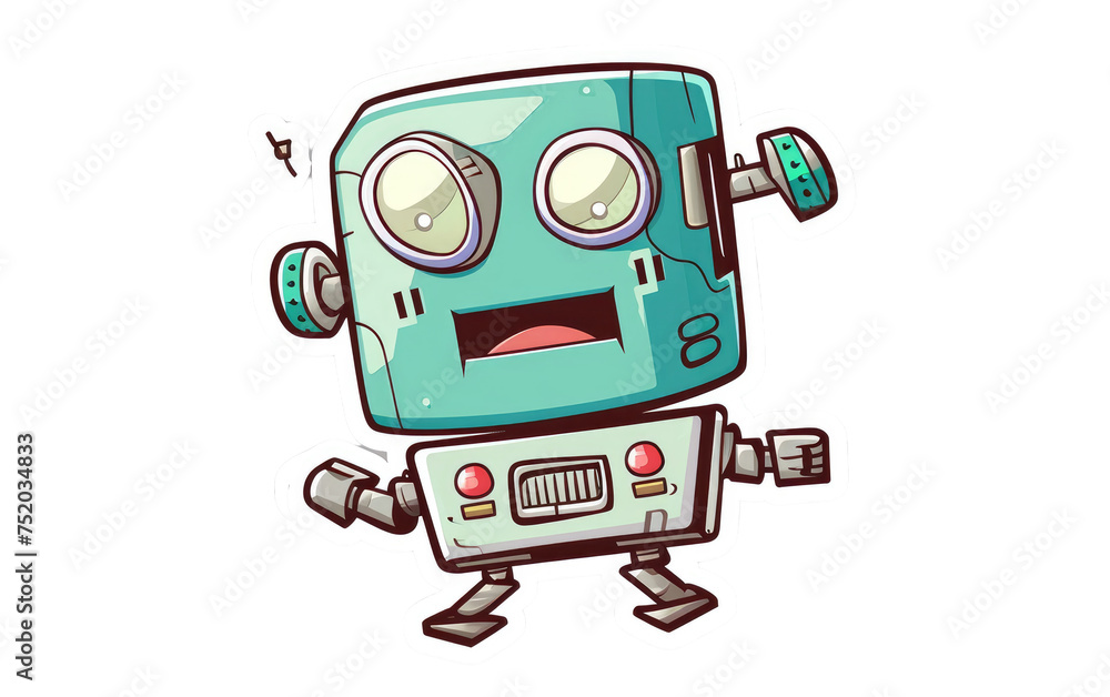 Humorous Plastic Decal for T-Shirt Featuring a Robot isolated on transparent Background