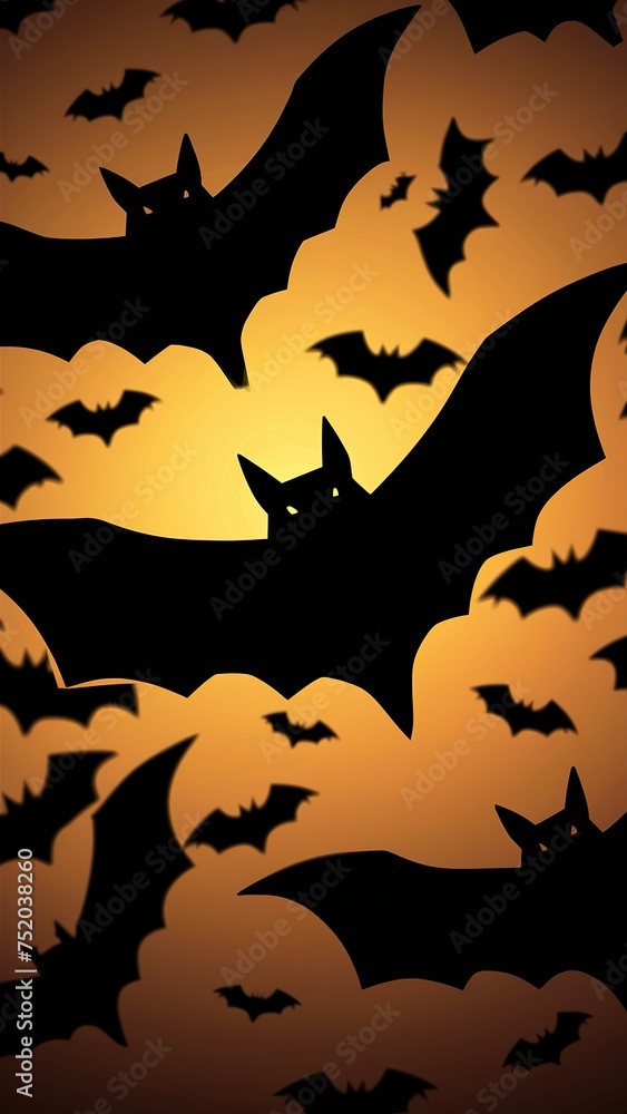 paper bats shadow orange background