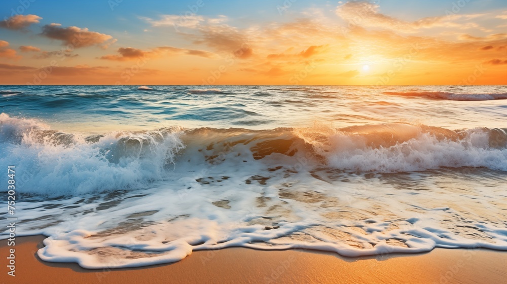 Sunrise beach: The sun ascends over a serene ocean, painting the horizon with hues of warmth and tranquility on the Easter morning.
