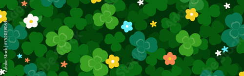 背景イラスト_クローバーと花