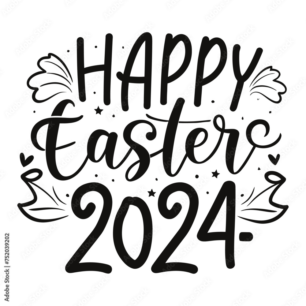 Vector tshirt design, with the words "Happy Easter 2024" typography