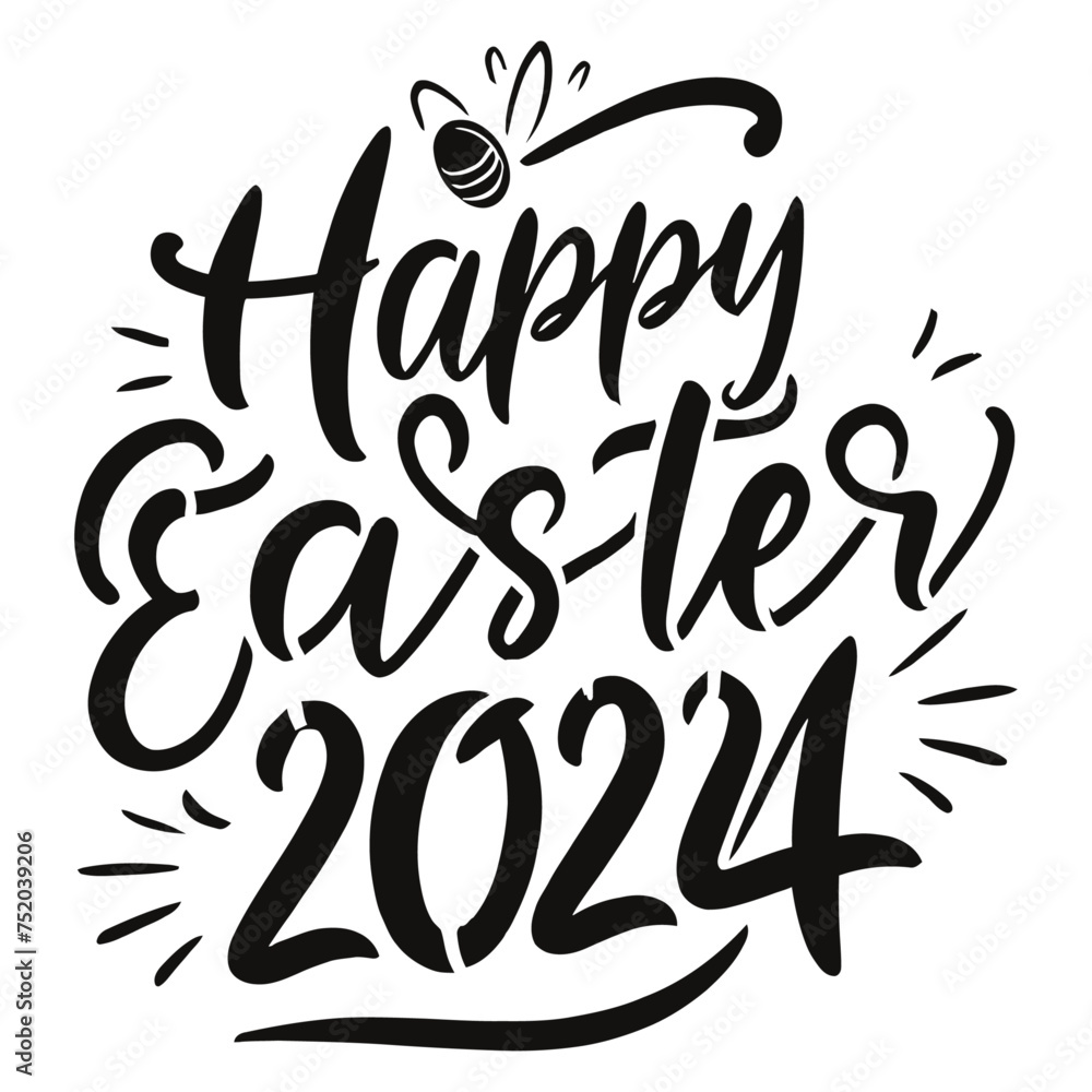 Vector tshirt design, with the words "Happy Easter 2024" typography