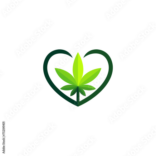 combines a marijuana leaf and a heart shape into one unique and interesting concept