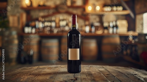 A Bottle of Fine Red Wine Generative AI photo