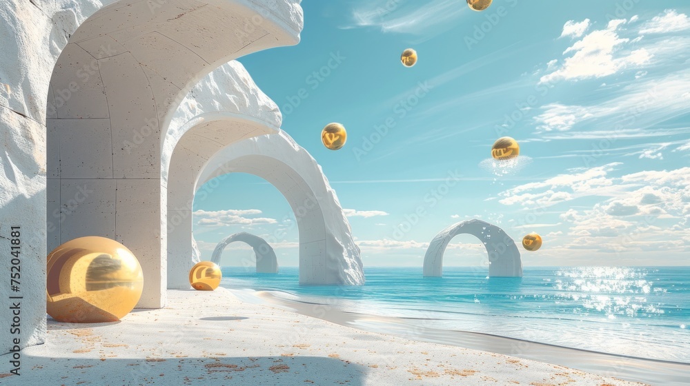 Golden Arches on the Beach Generative AI