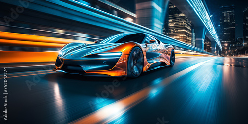 sports car with motion blur on the road.Electrifying Sports Car Visualization © samina