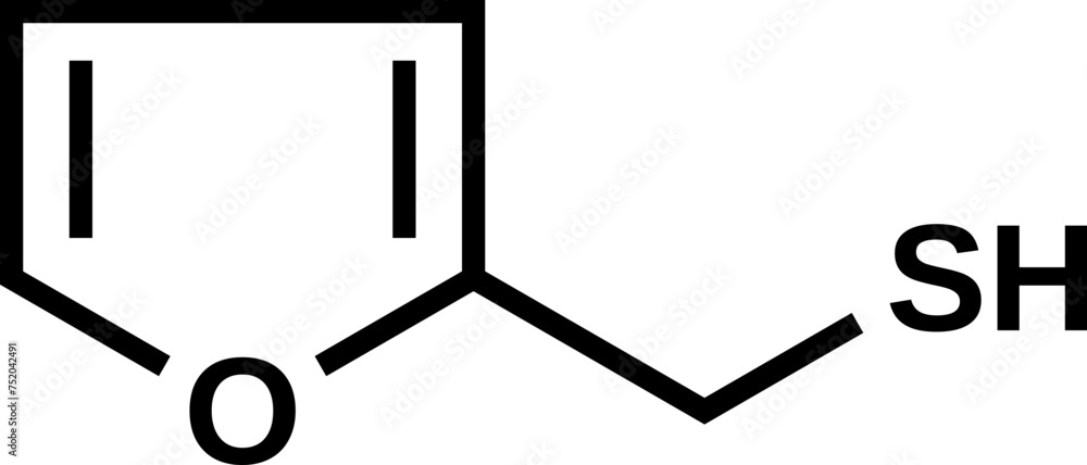 2-Furylmethyl mercaptan structural formula, vector illustration 2-Furylmethyl mercaptan structural formula, vector illustration