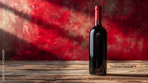 A Bottle of Red Wine on a Background for Advertising Generative AI © AlexandraRooss