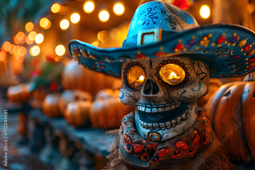 Skeleton Statue Wearing Sombrero Skeleton Statue Wearing Sombrero