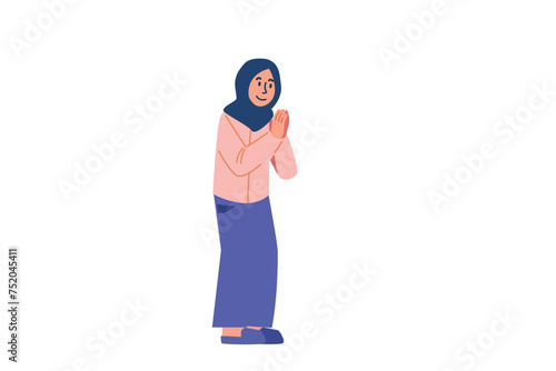 A Woman Wearing A Dark Blue Headscarf And A Pink Dress | Ramadan Edition