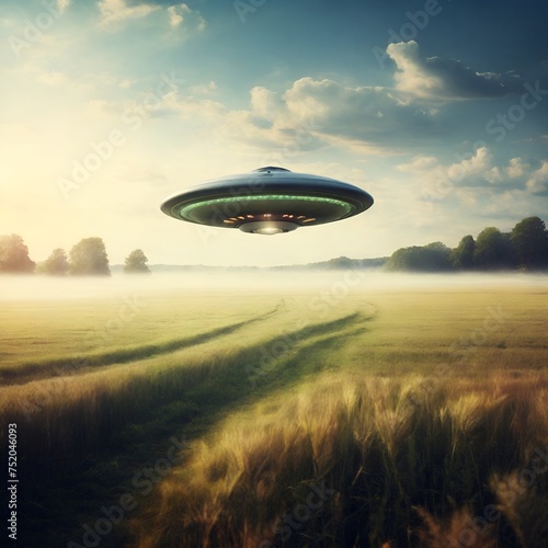 UFO flying over the field