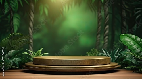 podium with nature background