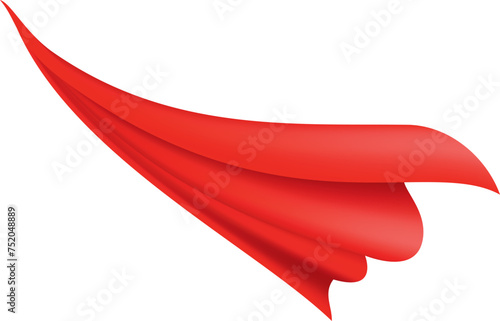 Woman superhero silhouette costume element. Scarlet fabric silk cloak. Mantle costume or cover cartoon vector illustration