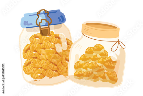 Custard Cookie And Pineapple Tart Are Served In Glass Jars | Eid Al-Fitr Snack
