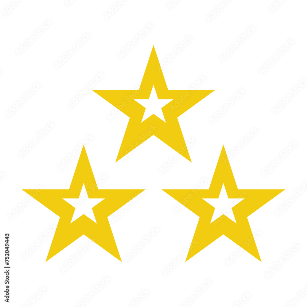 3 stars vector icon. Three 3 star icon symbol vector. 11:11 3 stars vector icon. Three 3 star icon symbol vector. 11:11