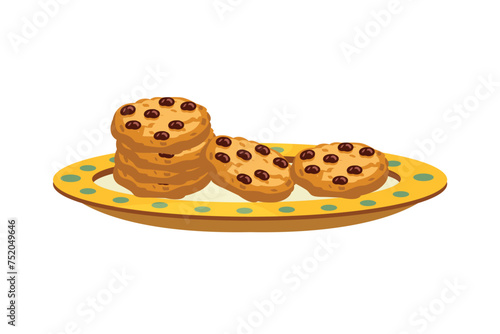 Choco Cookies  Presented On A Yellow Plate | Eid Al-Fitr Snack