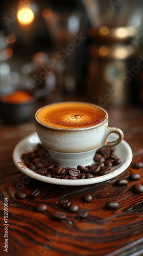 drink Italian espresso with a thick taste  strong coffee aroma