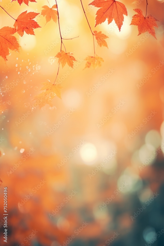 Close-up view of a tree branch with vibrant orange leaves, suitable for autumn themes Close-up view of a tree branch with vibrant orange leaves, suitable for autumn themes