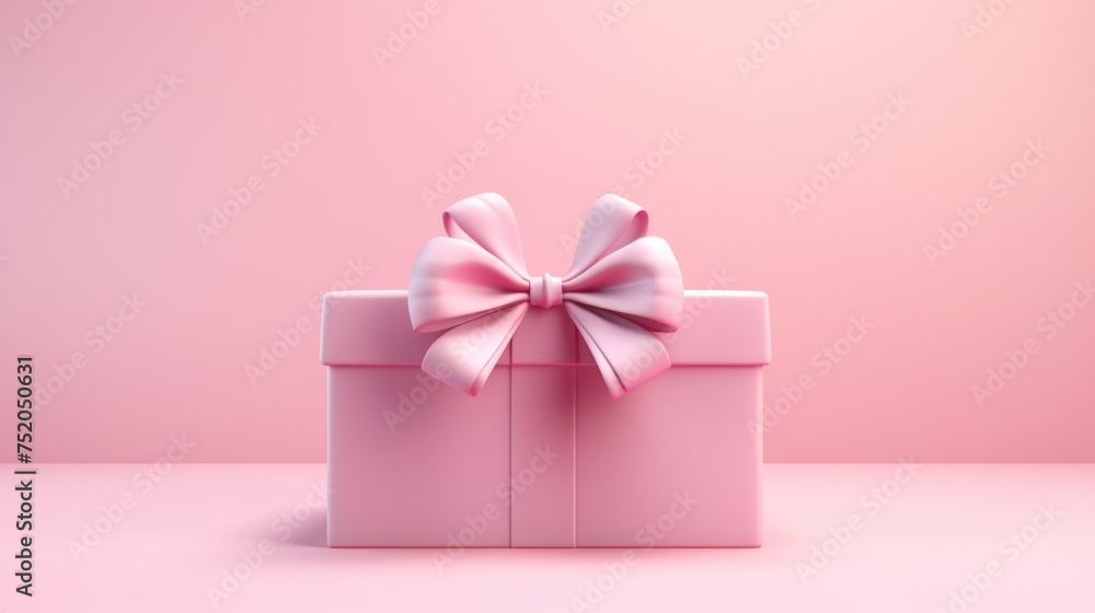Pink gift box with a pink bow, perfect for celebrations Pink gift box with a pink bow, perfect for celebrations