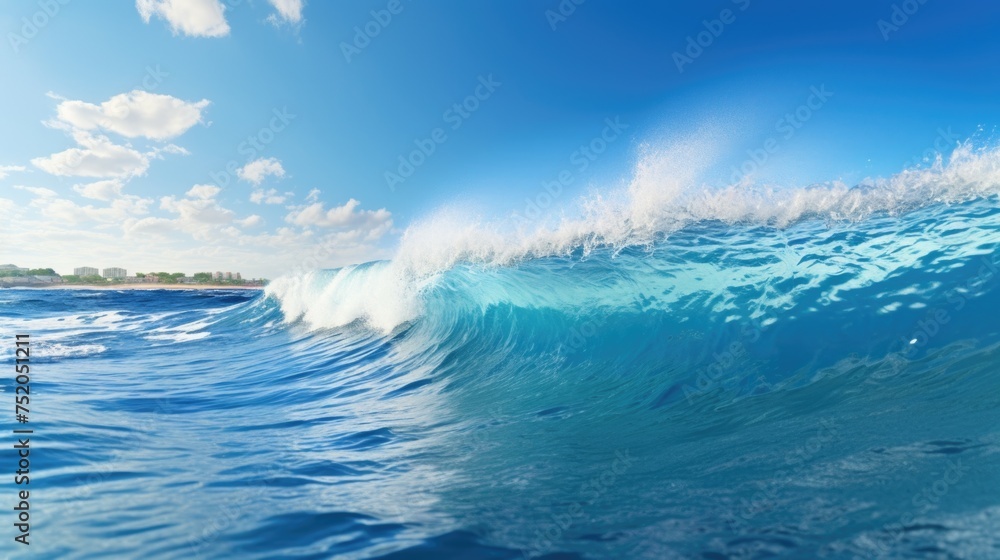 Powerful wave crashing in the ocean, perfect for nature backgrounds