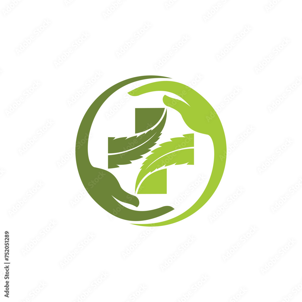 combining circle, hand, marijuana leaf and medical sign concept combining circle, hand, marijuana leaf and medical sign concept