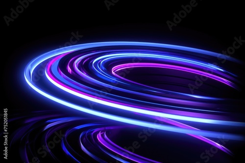 Close up of neon swirl on black background, perfect for modern design projects