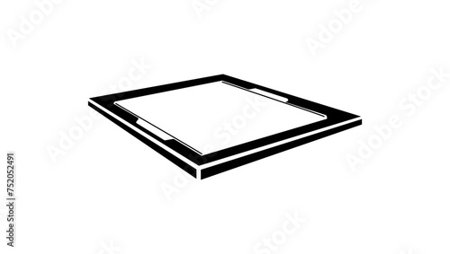 isometric CPU, black isolated silhouette