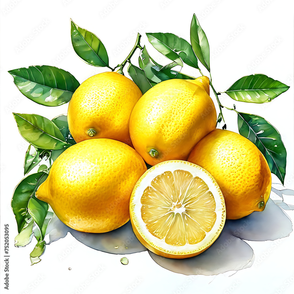 lemon pattern on a white background.