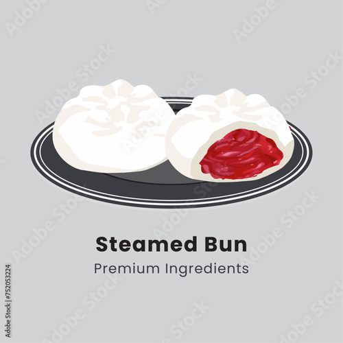 Hand drawn vector illustration of steamed bun chinese food