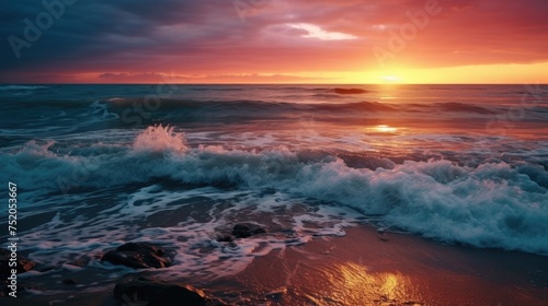 Beautiful sunset over the ocean, perfect for travel websites or inspirational quotes