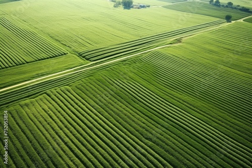 Aerial view of a lush crop field, ideal for agricultural concepts