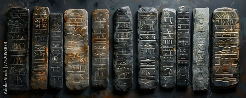 Ancient Stone Tablets Inscribed with the Ten Commandments: A Biblical Symbol of Guidance. Concept Religious Artifacts, Historical Symbols, Mosaic Covenant, Divine Inspiration