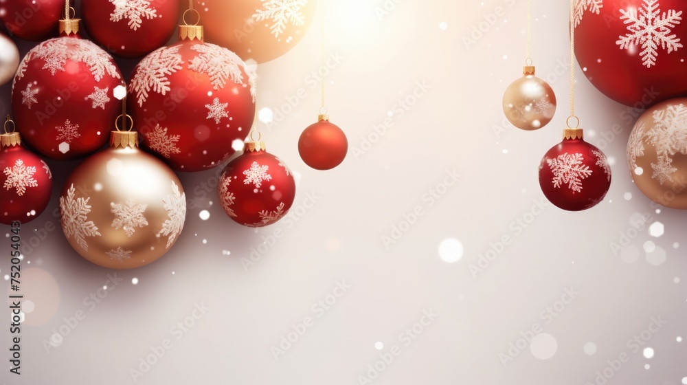 Festive red and gold Christmas decorations. Perfect for holiday designs Festive red and gold Christmas decorations. Perfect for holiday designs